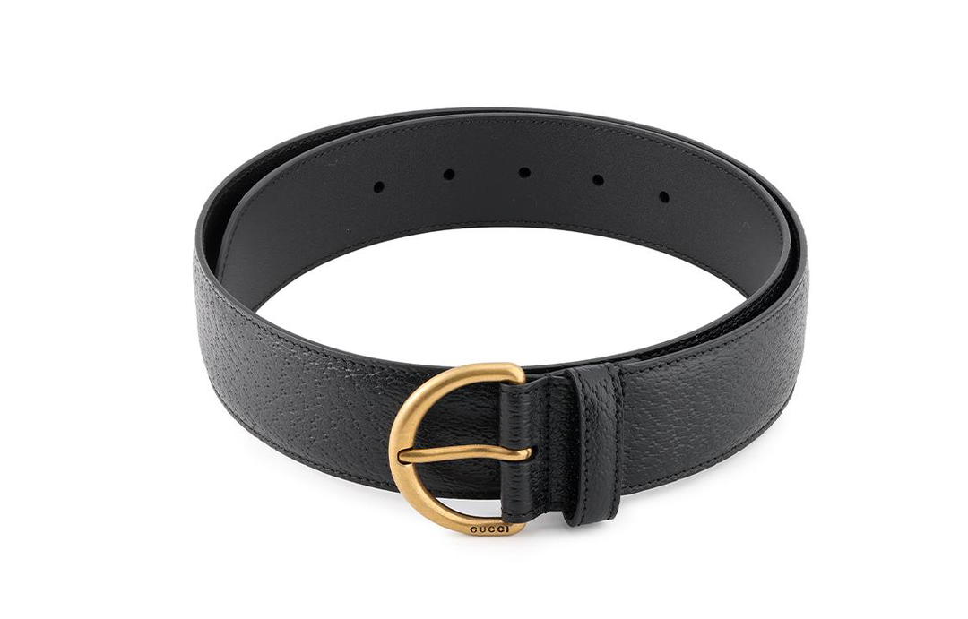 Gucci Gucci Litchi Skin Belt Women's Black Width 3.8cm