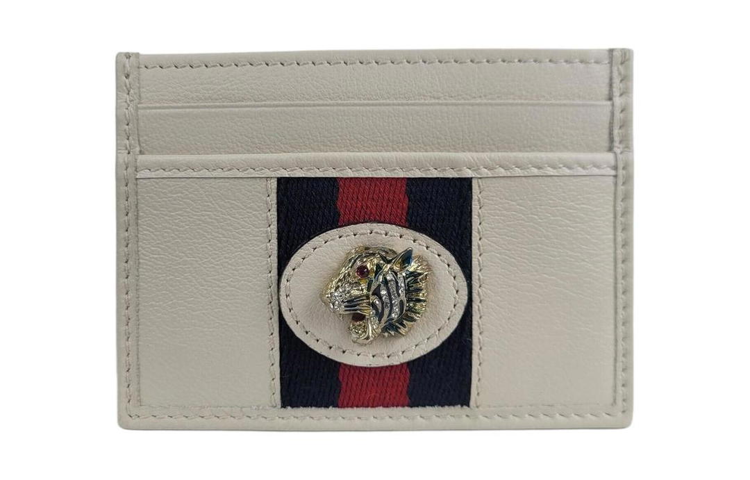 Gucci Gucci Rajah Leather Money Clip Card Holder Card Case Women's White