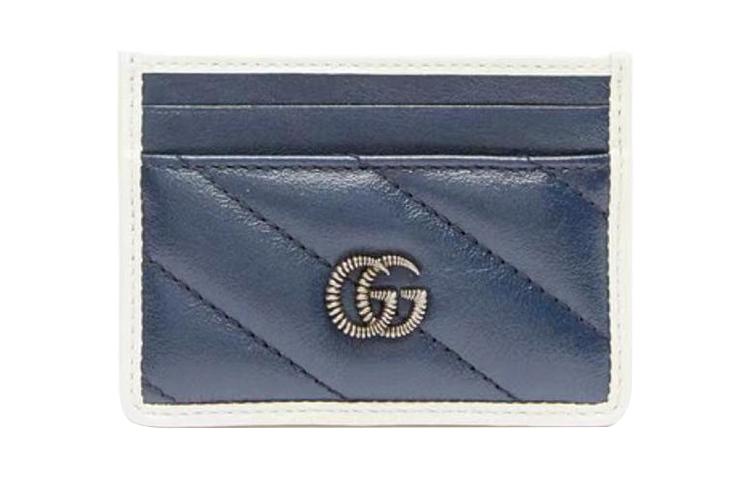 Gucci Gucci Marmont Leather Card Clip Card Holder Unisex Blue