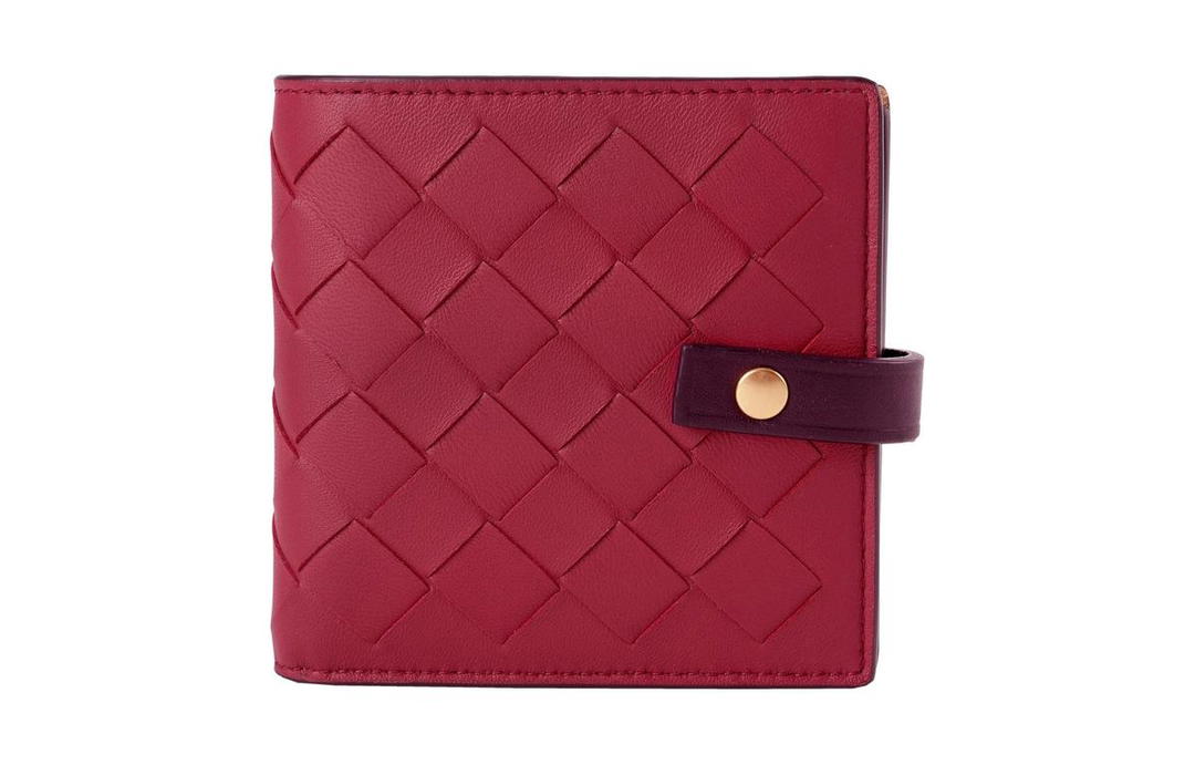 Bottega Veneta Bottega Veneta Lambskin Wallet Women's Rose Brown With Purple Accents