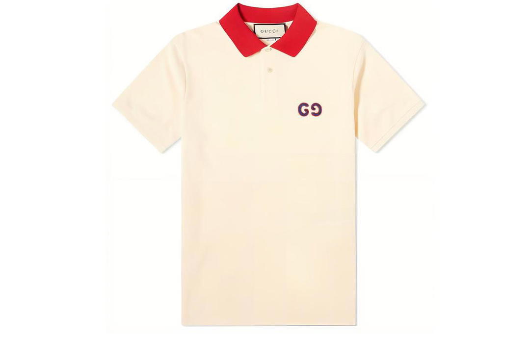 Gucci Gucci Men Contrast Collar Logo Short Sleeve Polo Navy