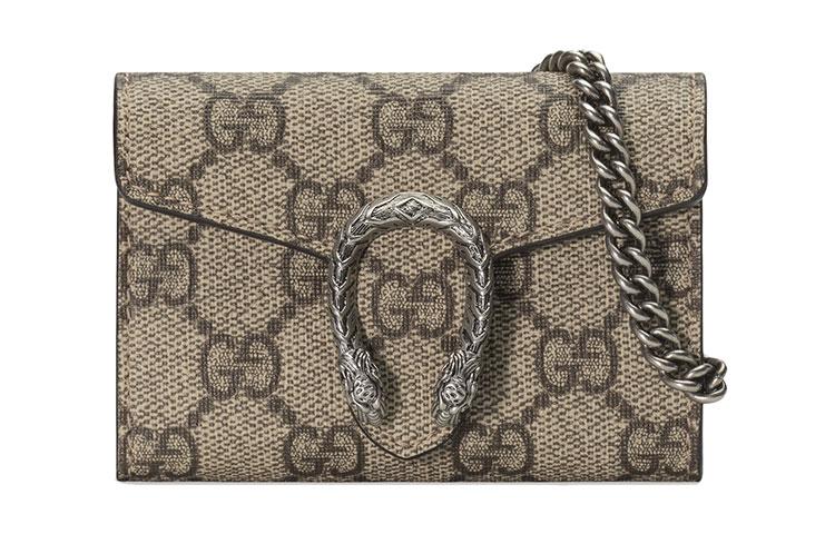 Gucci Gucci Dionysus Canvas With Leather Handbags With Coin Purses Extra Mini Women's Beige & Ebony