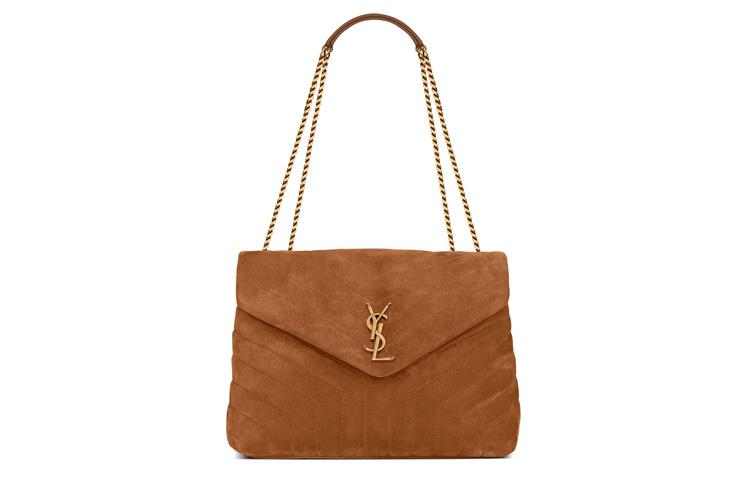 Saint Laurent Saint Laurent LOULOU Suede Shoulder Bag Crossbody Bag Handbag Medium Size Women's Cinnamon