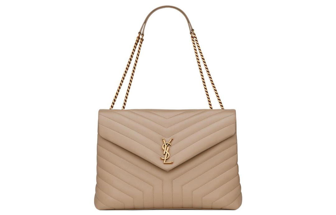 Saint Laurent Saint Laurent LOULOU Calfskin Shoulder Bag Crossbody Bag Handbag Large Size Women's Dark Beige