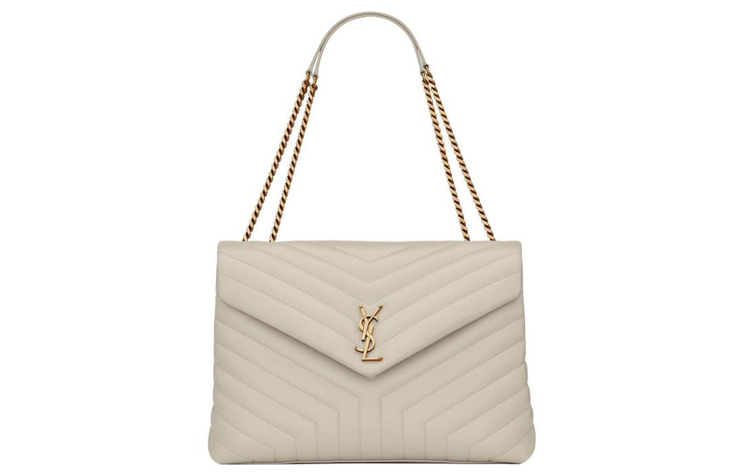 Saint Laurent Saint Laurent LOULOU Calfskin Shoulder Bag Crossbody Bag Handbag Large Size Women's Vintage White