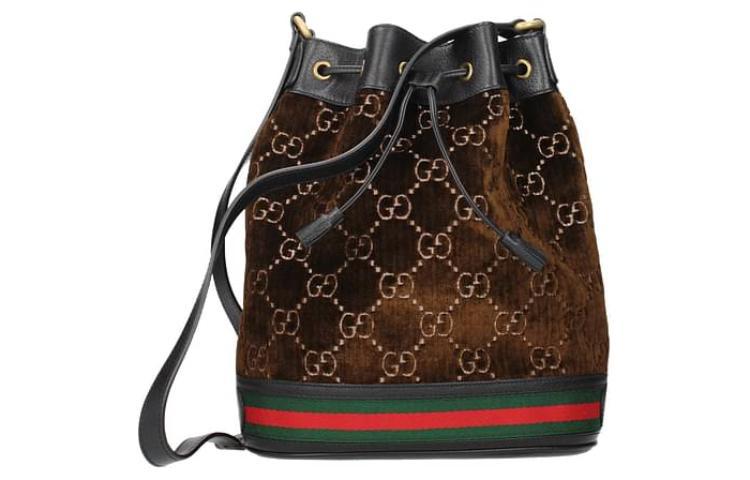 Gucci Gucci Ophidia Velvet Patchwork Leather Bucket Bags Shoulder Bag Crossbody Bag Mini Women's Brown