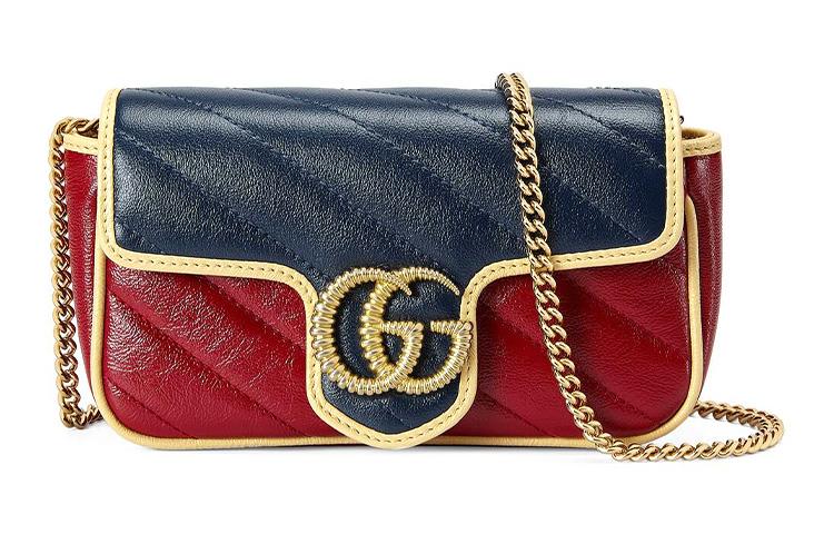 Gucci Gucci GG Marmont Leather Shoulder Bag Crossbody Bag Mini Women's Blue/Red