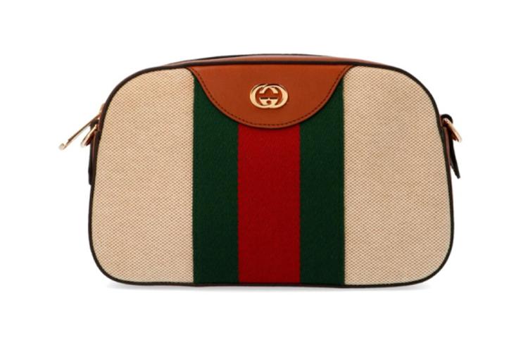 Gucci Gucci Canvas With Leather Messenger Bag Camera Bag Shoulder Bag Crossbody Bag Unisex Nude