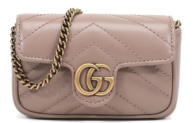 Gucci Gucci GG Marmont Leather Card Holder, Coin Purse, Handbag, Shoulder Bag Women's Nude Pink