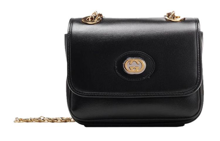 Gucci Gucci Cow Leather One Shoulder Handbag Crossbody Bag Small Size Women's Black