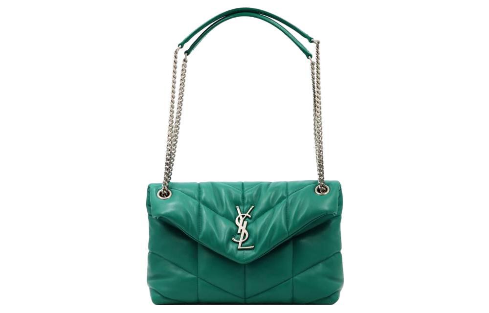 Saint Laurent Saint Laurent LOULOUPUFFER Quilting Lambskin Cloud Bag Pillow Bag Shoulder Bag Crossbody Bag Women's Green
