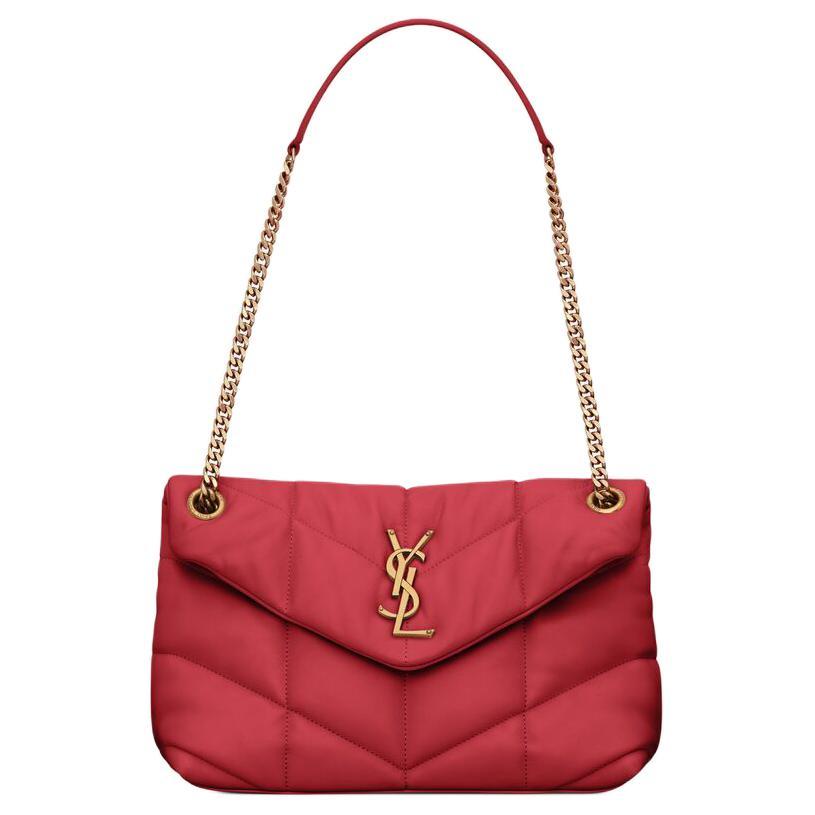 Saint Laurent Saint Laurent PUFFER Nappa Leather Shoulder Bag, Crossbody Bag Small Size Women's Red