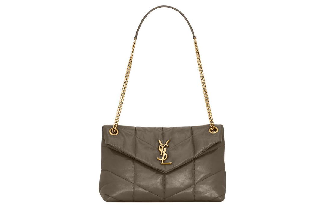 Saint Laurent Saint Laurent PUFFER Cow Leather Envelope Bag Crossbody Bag Shoulder Bag Small Size Women's Light Musk Brown