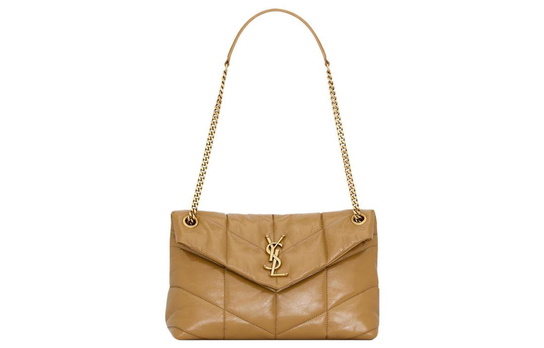 Saint Laurent Saint Laurent Calfskin Portable Crossbody Bag Shoulder Bag Women's Caramel