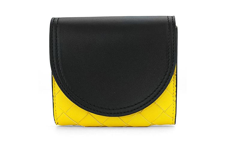 Bottega Veneta Bottega Veneta Lambskin Wallet Women's Yellow Black