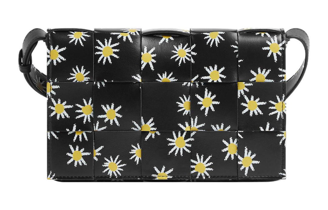 Bottega Veneta Bottega Veneta CASSETTE Cow Leather Shoulder Bag, Crossbody Bag Women's Black & White & Yellow