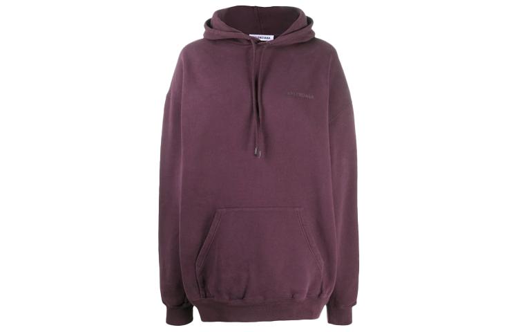 Balenciaga Balenciaga Women's Oversized Logo Print Hoodie Eggplant