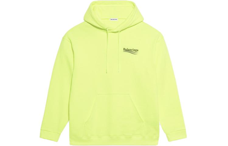 Balenciaga Balenciaga Women'ss Political Campaign Medium Fit Hooded Sweatshirt Fluo Yellow Black