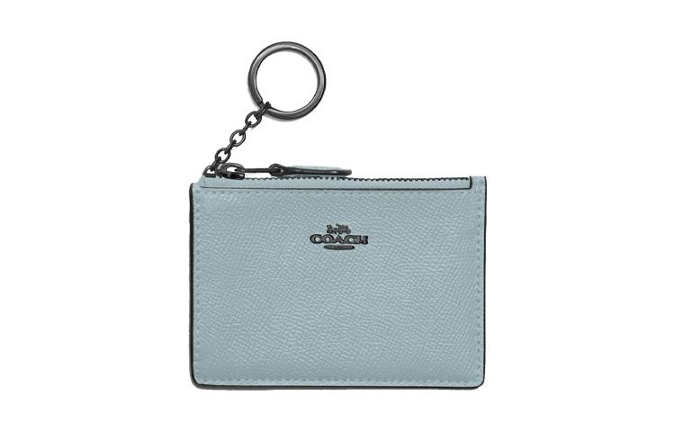 Coach Coach Mini Id Skinny Cross Grain Leather ID Holder Card Holder Card Holder Card Holder Mini Women's Lake Blue Color