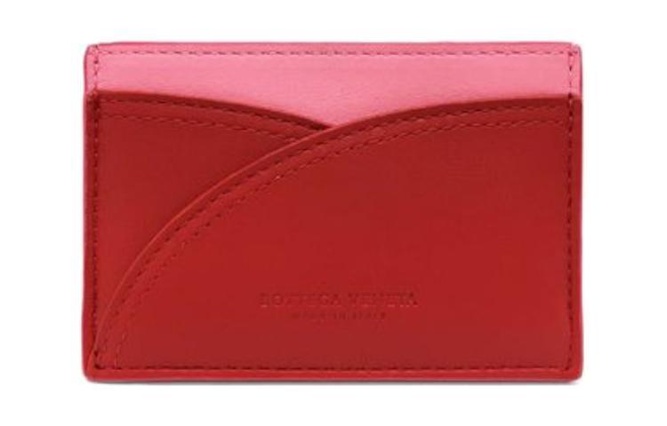 Bottega Veneta Bottega Veneta Calfskin Card Holder Women's Pink & Red