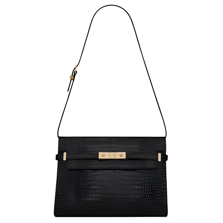 Saint Laurent SAINT LAURENT MANHATTAN Calfskin Shoulder Bag Crossbody Bag Medium Size Women's Black