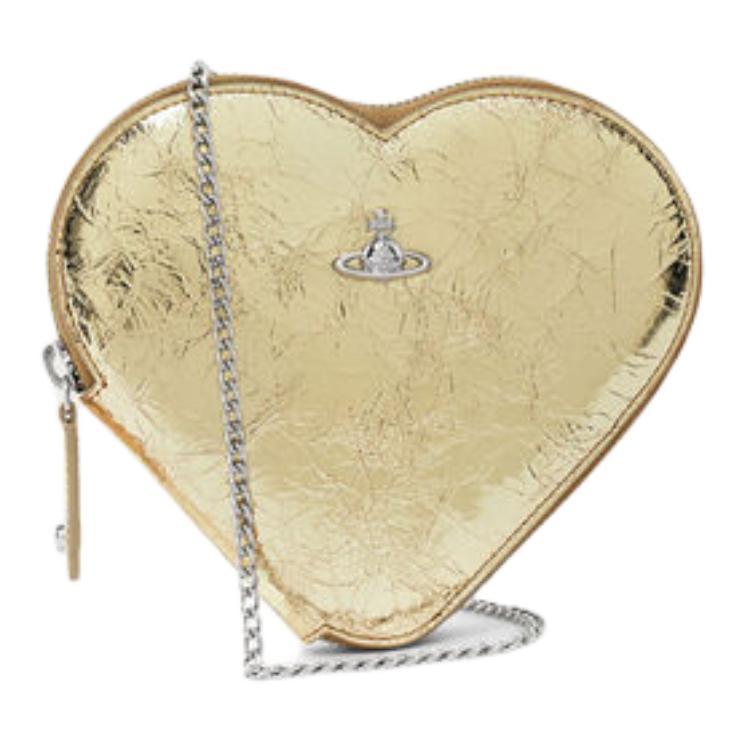 Vivienne Westwood Vivienne Westwood Leather Heart-Shaped Crossbody Bag Women's Gold