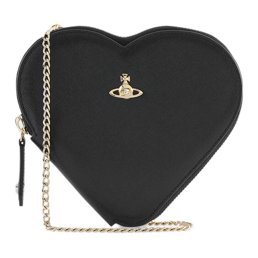 Vivienne Westwood Vivienne Westwood Cow Leather Heart Shaped Bag, Shoulder Bag, Crossbody Bag Women's Black