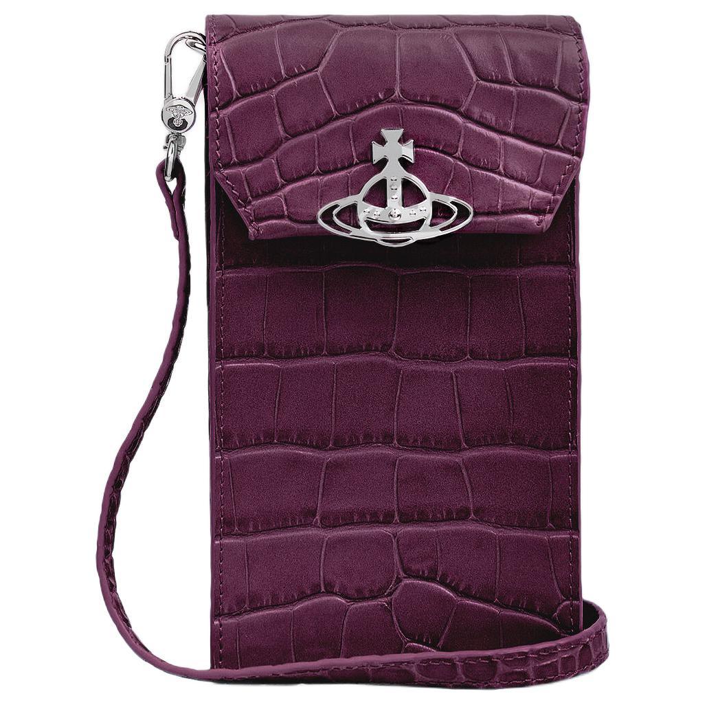 Vivienne Westwood Vivienne Westwood Leather Cell Phone Pouch Shoulder Bag Crossbody Bag Women's Purple