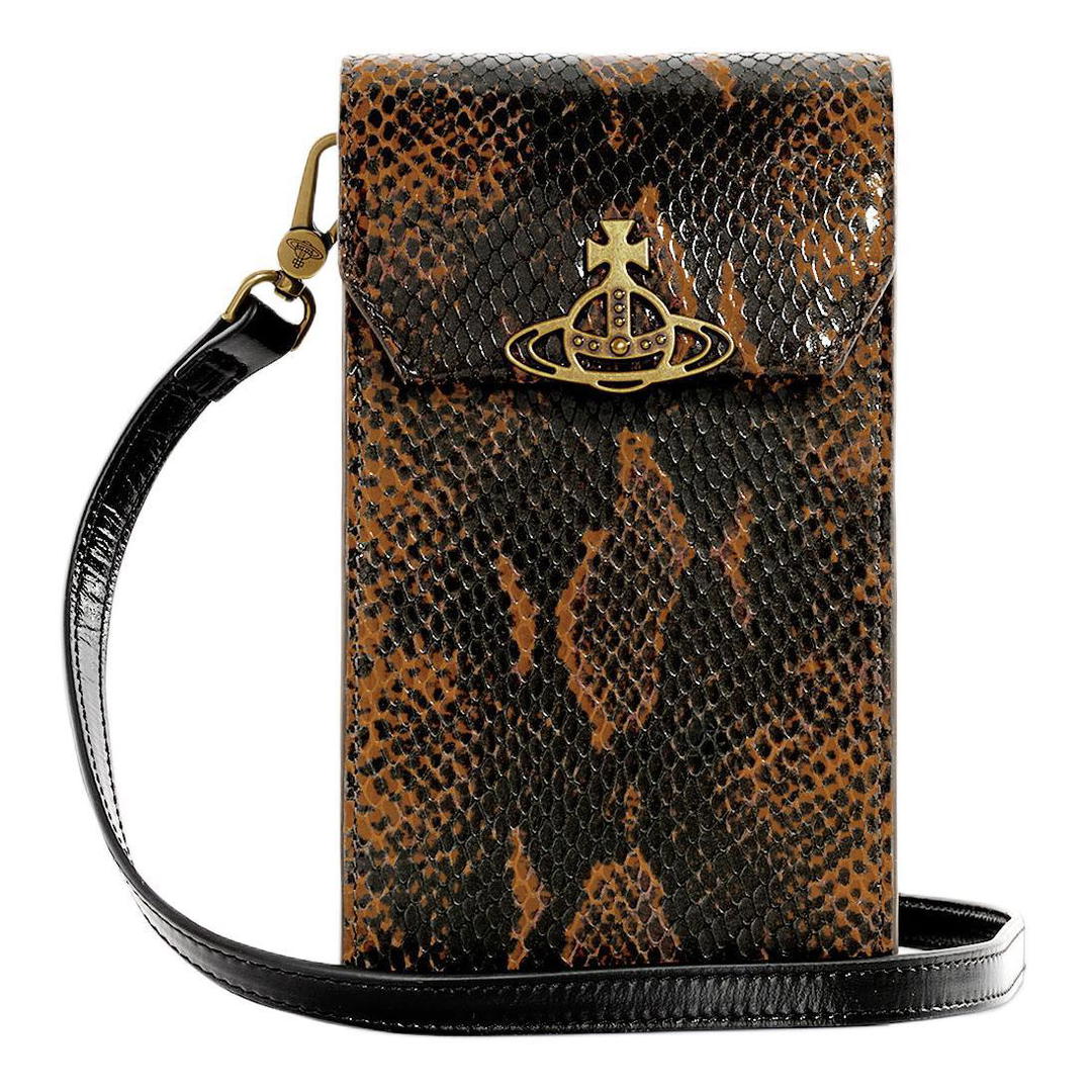 Vivienne Westwood Vivienne Westwood Leather Cell Phone Pouch Shoulder Bag Crossbody Bag Women's Dark Umber