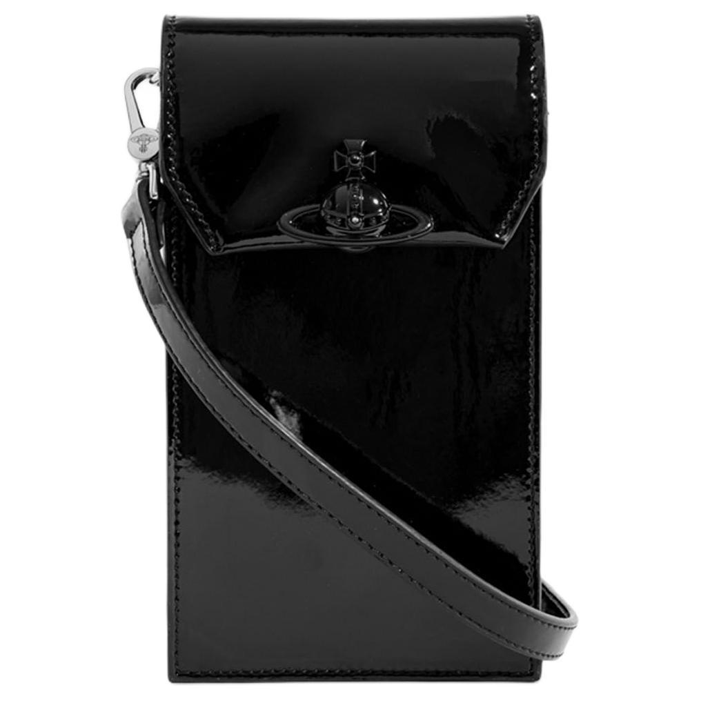 Vivienne Westwood Vivienne Westwood Smooth Finish Leather One Shoulder Crossbody Cell Phone Pouch Women's Black