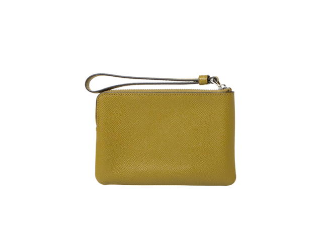 Coach Coach Corner Zip Wristlet In Crossgrain Leather Citron Green - view 2