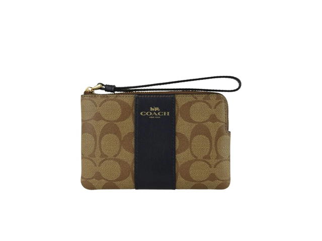 Coach Coach Corner Zip Wristlet Khaki Midnight - view 1