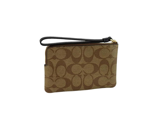 Coach Coach Corner Zip Wristlet Khaki Midnight - view 2