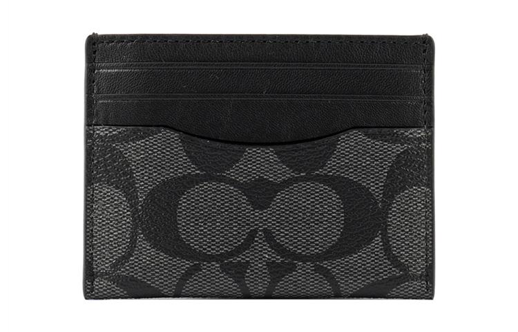 Coach Coach Card Case Coated Canvas Card Holder Men's Gray Black