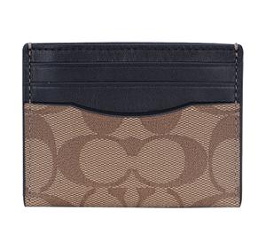 Buy Coach Card Case Coated Canvas With Leather Card Holder Wallet Men's Black & Tan Khaki Monogram at Sasom – Authentic and Ready to Ship