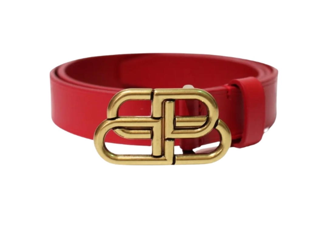 Balenciaga Balenciaga BB Thin Belt Dark Red