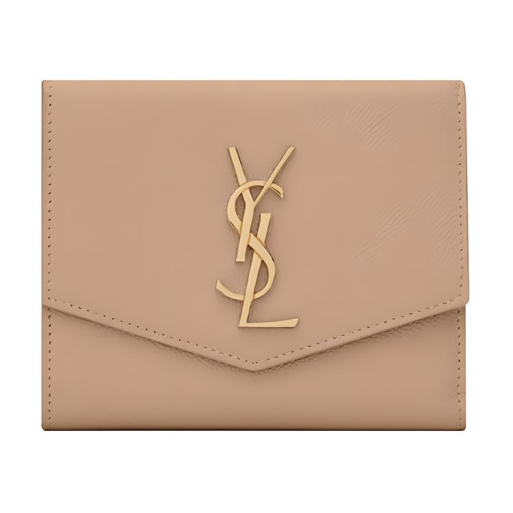 Saint Laurent Saint Laurent Leather Wallet Small Size Women's Beige