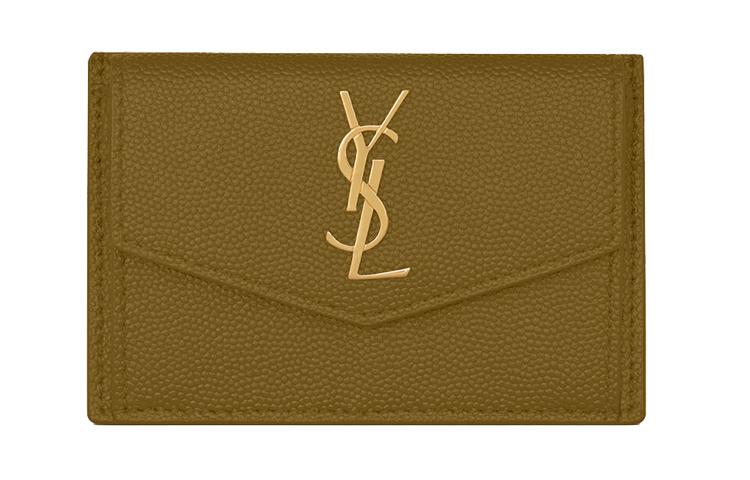 Saint Laurent Saint Laurent UPTOWN Calfskin Card Holder Regular Women's Olive Green