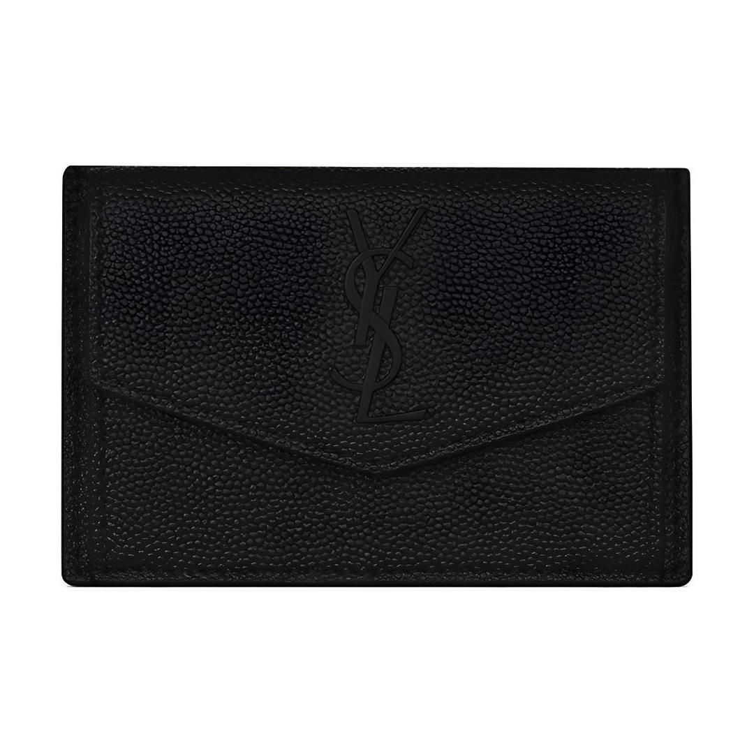 Saint Laurent Saint Laurent UPTOWN Calfskin Business Card Holder Card Case Women's Black