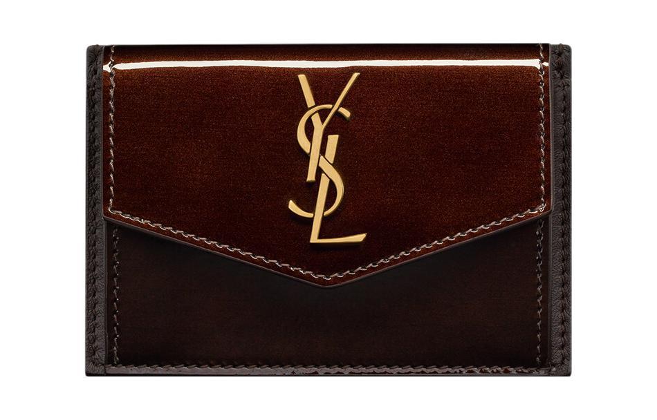 Saint Laurent Saint Laurent UPTOWN Calfskin Card Holder Regular Women's Burgundy