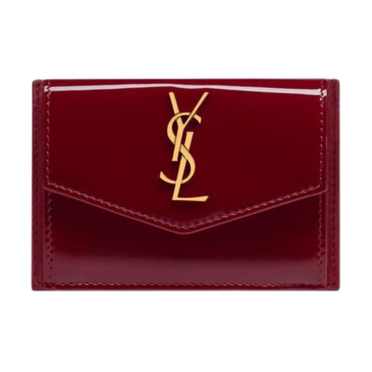 Saint Laurent Saint Laurent Calfskin Wallets Card Holders Women's Burgundy