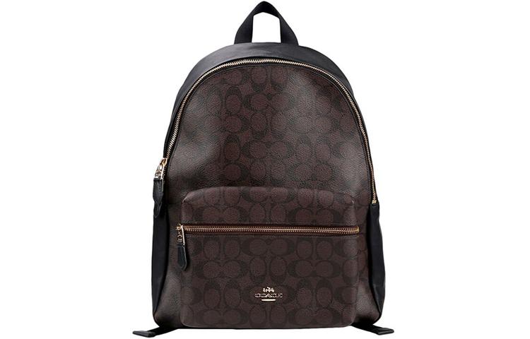 Coach Coach Charlie Canvas Backpack Large Size Women's Dark Brown