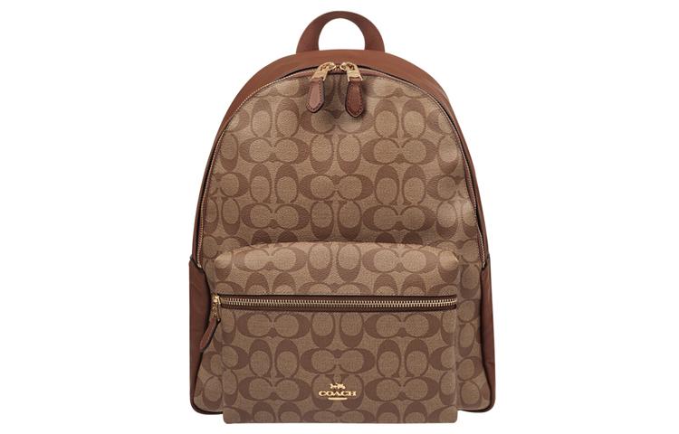 Coach Coach Charlie Coated Canvas Backpack Large Size Women's Khaki