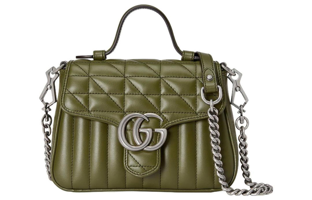Gucci Gucci Leather Messenger Bag Shoulder Bag Crossbody Bag Handbag Mini Women's Grass Green