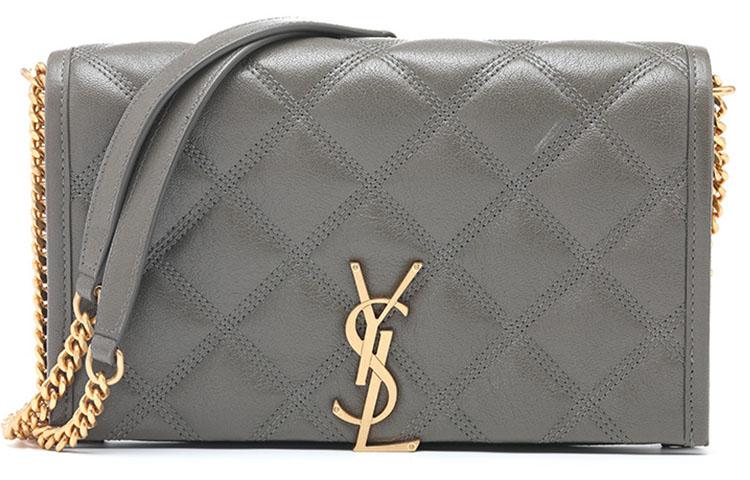 Saint Laurent Saint Laurent BECKY Lambskin Chain Wallet Shoulder Bag Crossbody Bag Women's Gray