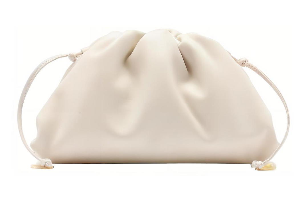 Bottega Veneta Bottega Veneta Smooth Calf Leather Cloud Bag Clutch Mini Women's White