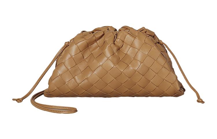 Bottega Veneta Bottega Veneta Sheepskin One Shoulder Crossbody Clutch Mini Women's Brown