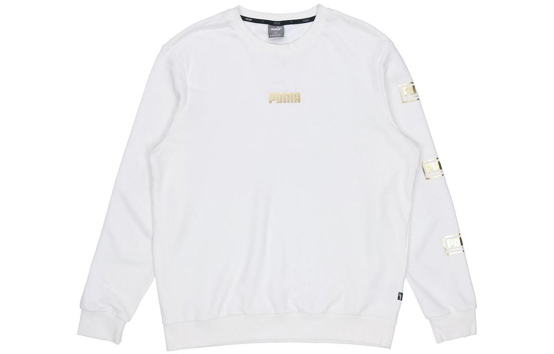 Puma Puma Holiday Men's Logo Bronzing Print Sports Hoodie White