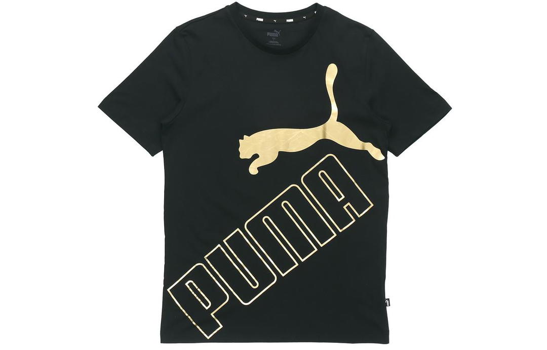 Puma Puma Set in Sleeve T Shirt Men's Black Gold