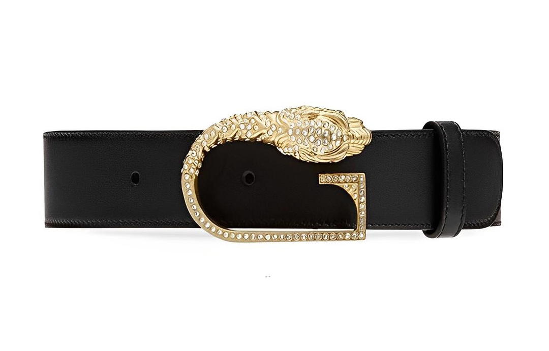 Gucci Gucci Cow Leather Belts Women's Black Width 3.6cm